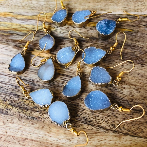 Jewelry - Shades Of Gray!!!Druzy Teardrops!!!